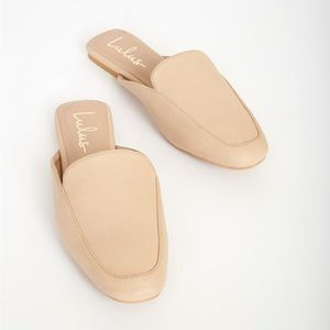 Lulus Maggy Light Nude Square-Toe Loafer Slides/Mules